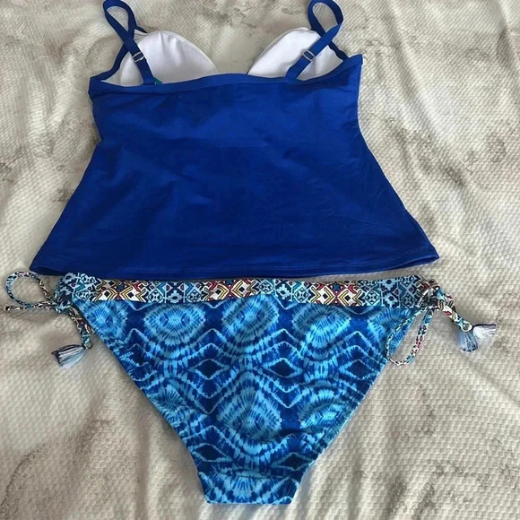 BLEU ROD BEATTIE LET'S GET TWISTED D CUP V NECK TANKINI TOP SZ 14 BOTTOM SZ 12 - Picture 9 of 11